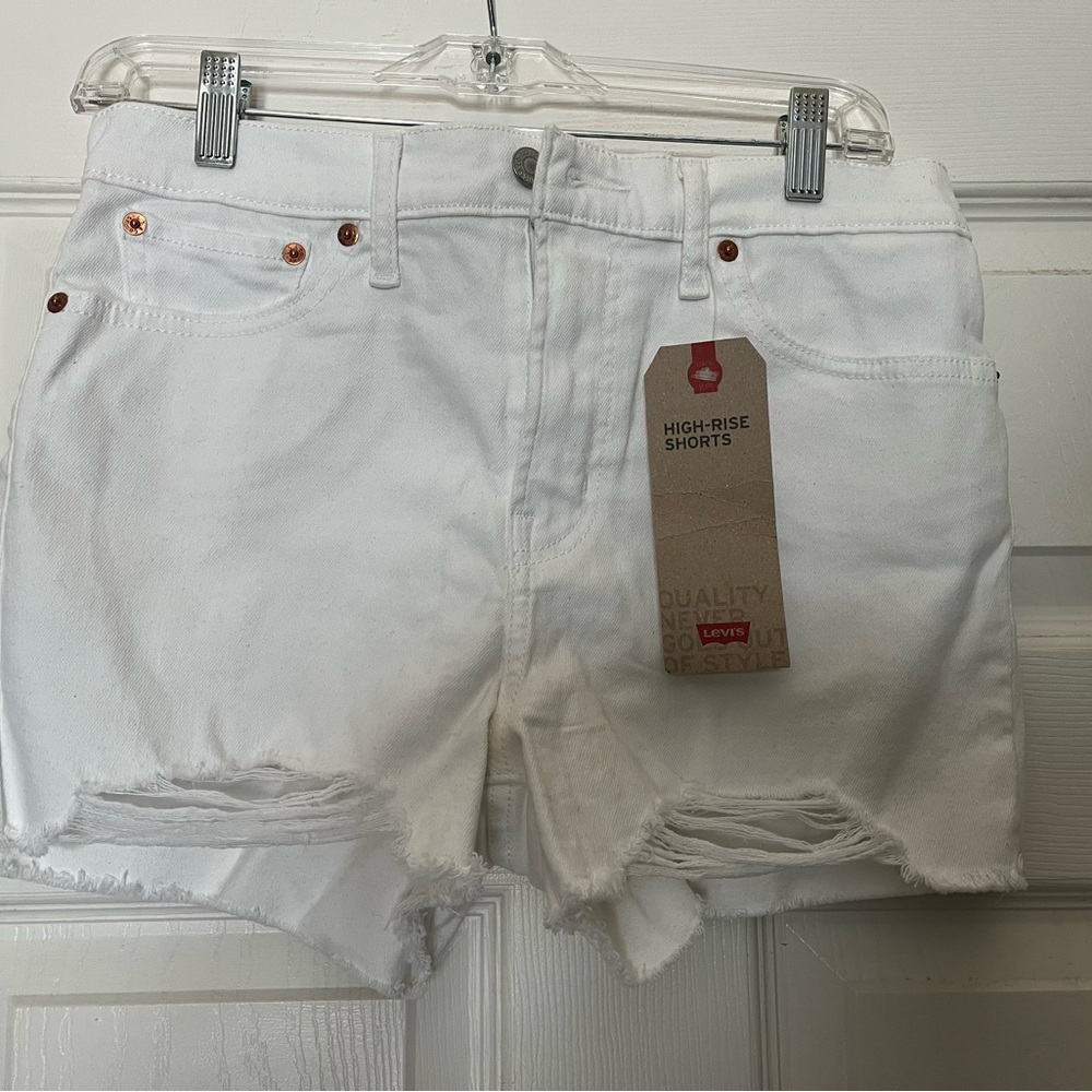 Levi's High-Rise White Denim Shorts
